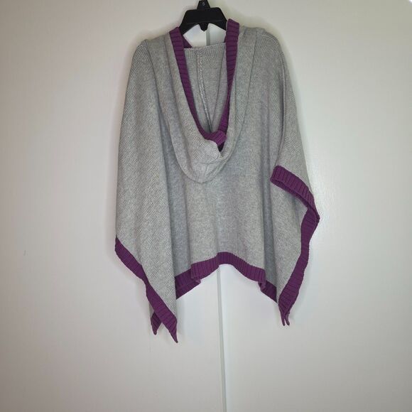 Ruffle Butts Adorable Hooded Gray/Purple Poncho Sweater - Girls 6/7 - Picture 4 of 10
